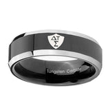 10mm-Greek-CTR-Beveled-Edges-Glossy-Black-2-Tone-Tungsten-Men's-Engagement-Band