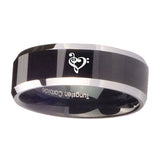 10mm-Music-&-Heart-Beveled-Edges-Glossy-Black-2-Tone-Tungsten-Men's-Band-Ring