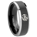 10mm Angry Baseball Beveled Glossy Black 2 Tone Tungsten Mens Promise Ring