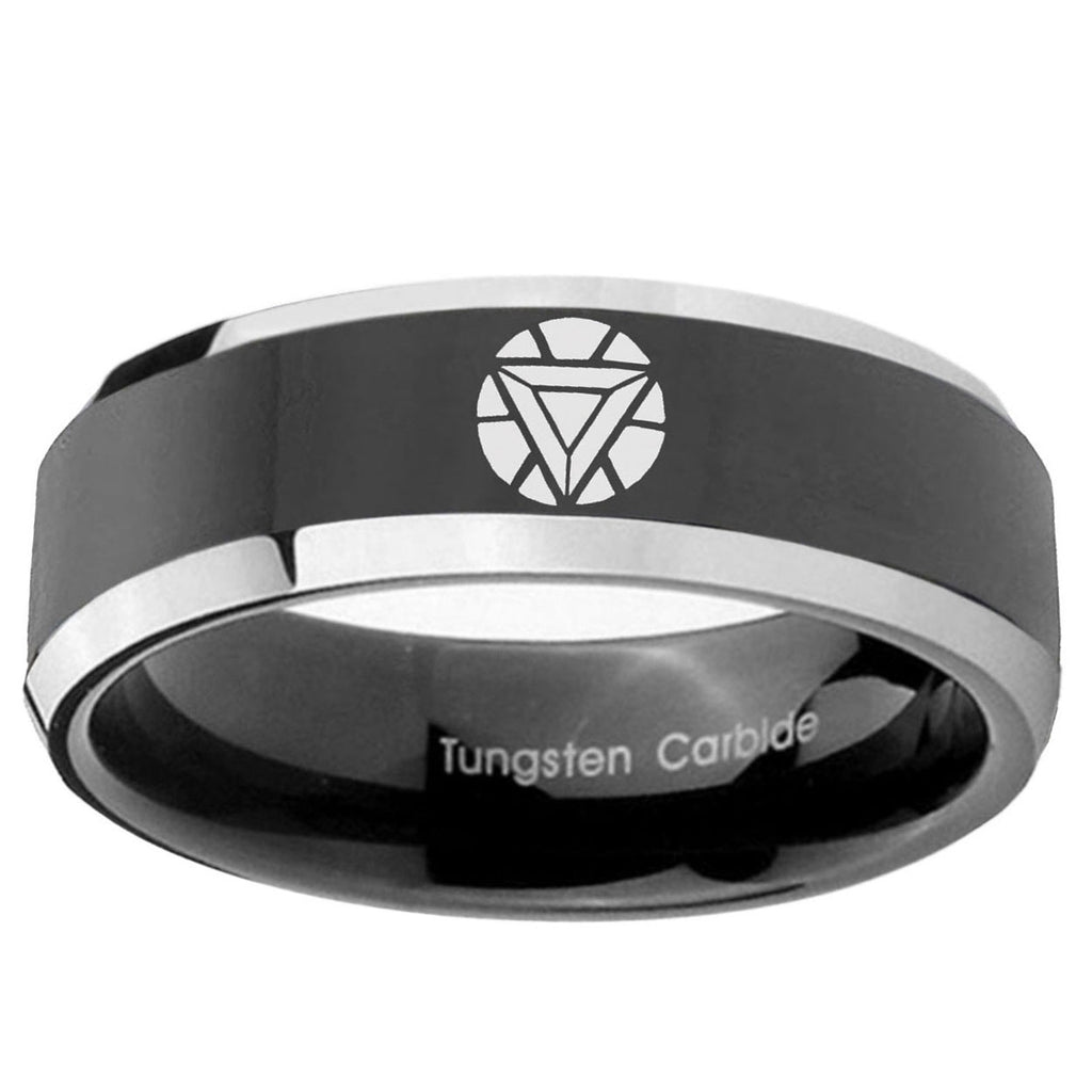 5mm Iron Man Art Reactor Beveled Edge Black Ring Mens