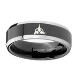 10mm-Klingon-Beveled-Edges-Glossy-Black-2-Tone-Tungsten-Men's-Wedding-Band
