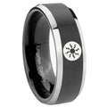 8mm Magic The Gathering Bevel Glossy Black 2 Tone Tungsten Ring