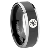 8mm Magic The Gathering Beveled Glossy Black 2 Tone Tungsten Custom Ring for Men