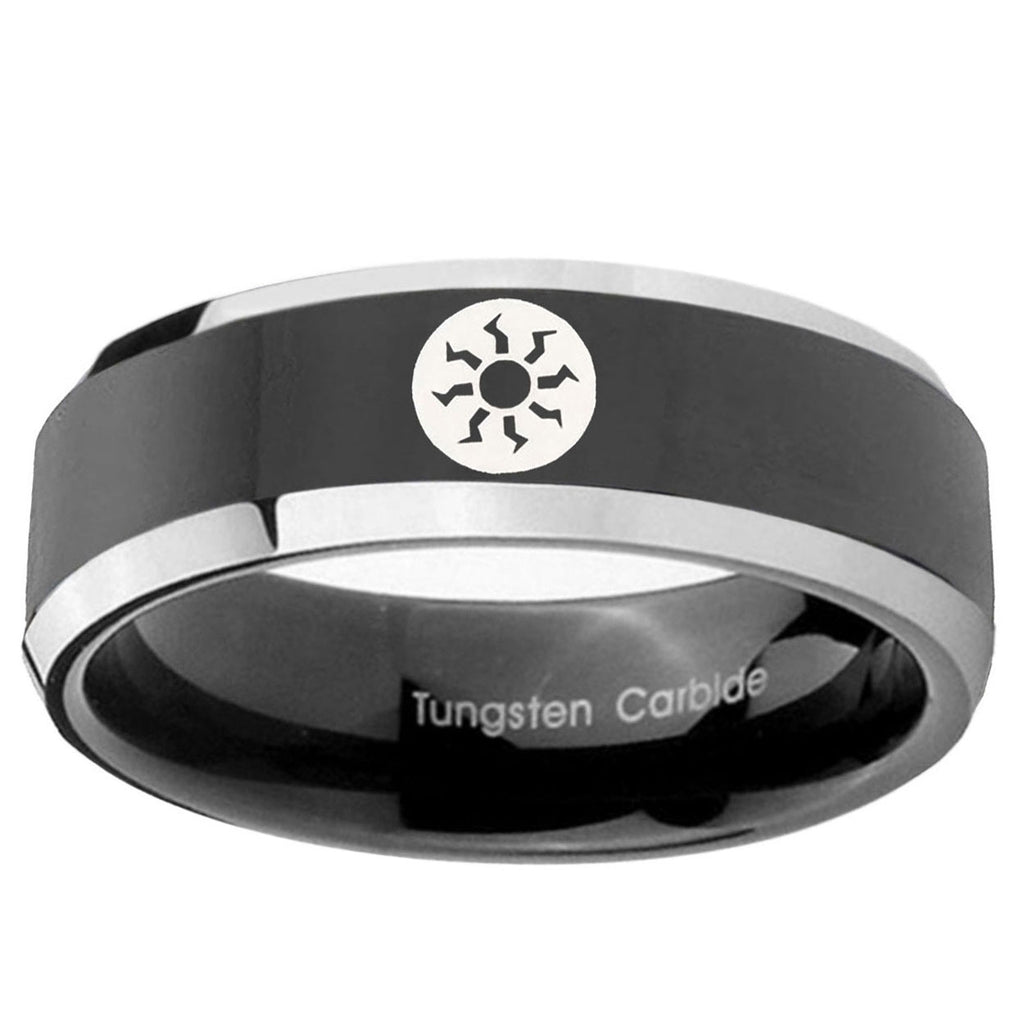 5mm Magic The Gathering Bevel Glossy Black 2 Tone Tungsten Ring