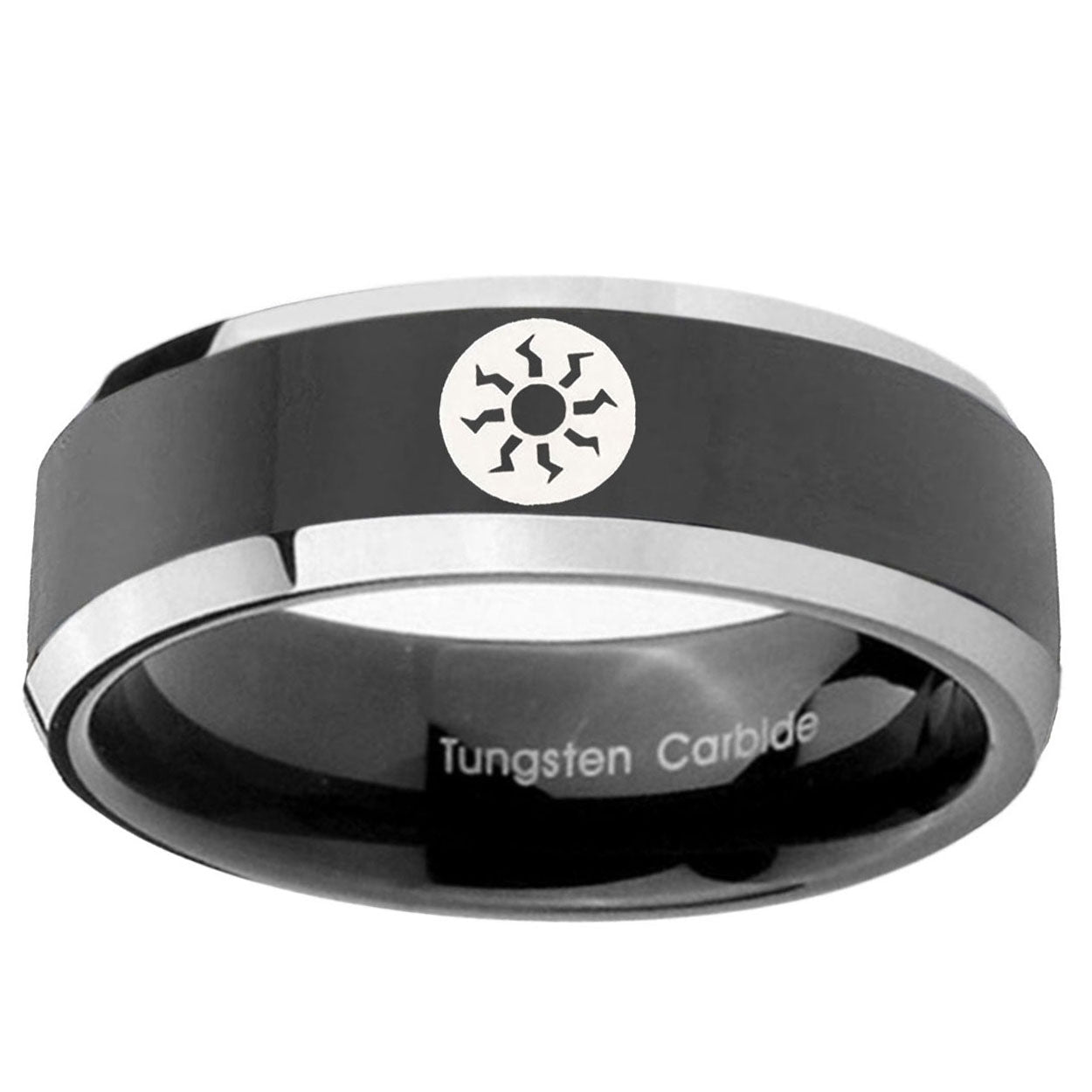 5mm Magic The Gathering Bevel Glossy Black 2 Tone Tungsten Ring