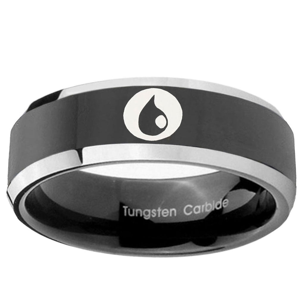 5mm Magic Gathering Bevels Glossy Black 2 Tone Tungsten Ring