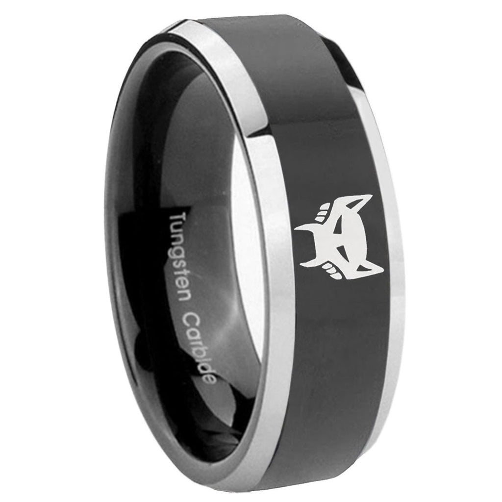 8mm Maximal Beveled Edges Glossy Black 2 Tone Tungsten Band