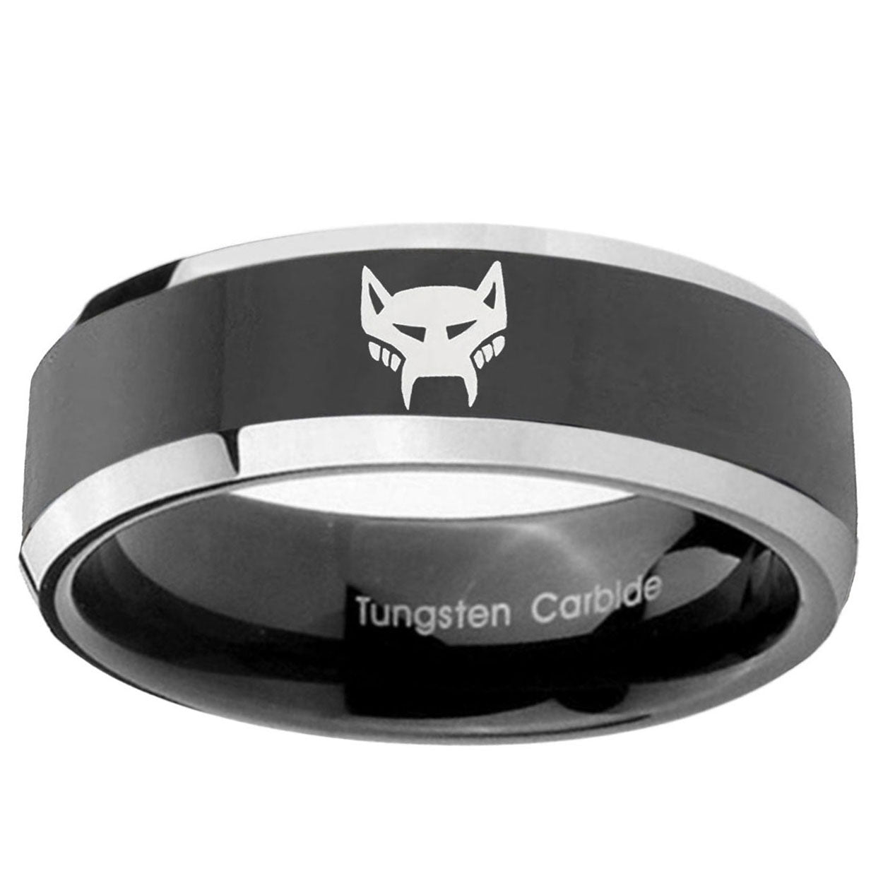 5mm Maximal Beveled Edges Glossy Black 2 Tone Tungsten Band
