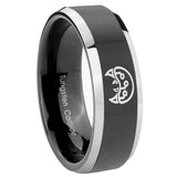 8mm Metroid Beveled Edges Glossy Black 2 Tone Tungsten Mens Engagement Band