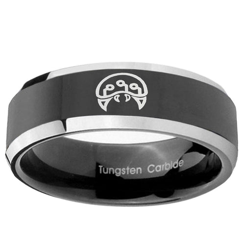 10mm Metroid Beveled Edge Glossy Black 2 Tone Tungsten Wedding Bands Ring