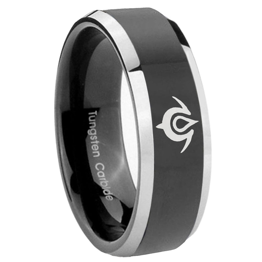 10mm Naga Beveled Edges Glossy Black 2 Tone Tungsten Wedding Engraving Ring