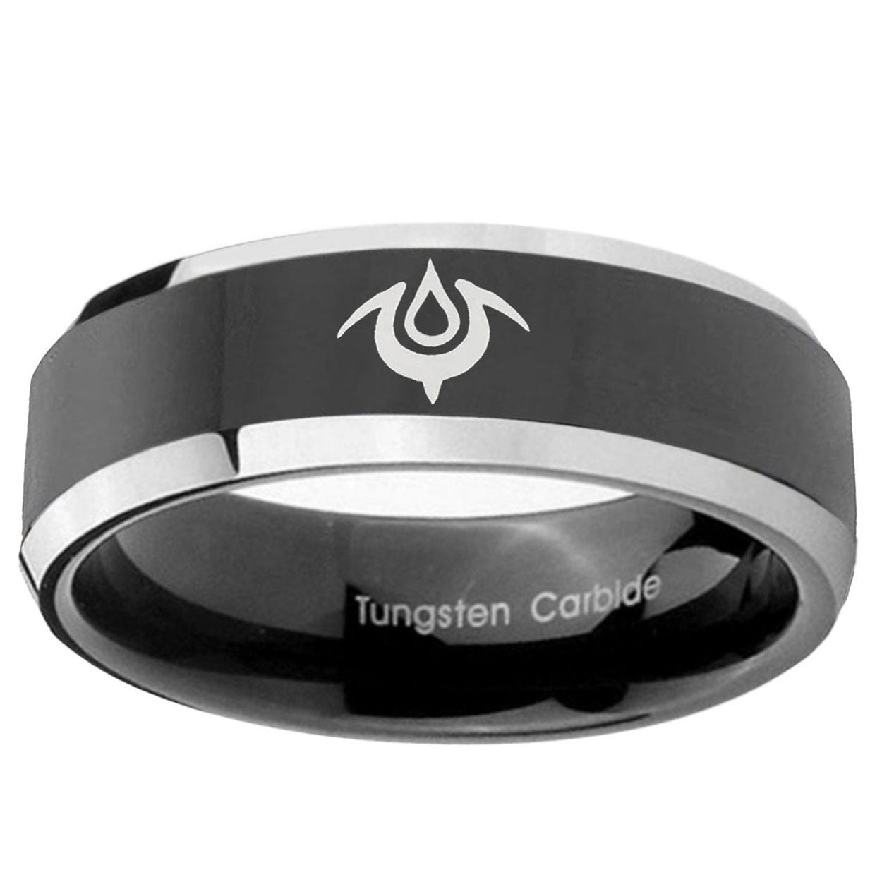 5mm Naga Beveled Edges Glossy Black 2 Tone Tungsten Ring