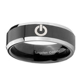 10mm-Power-Beveled-Edges-Glossy-Black-2-Tone-Tungsten-Carbide-Custom-Mens-Ring