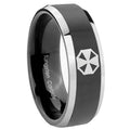 10mm Resident Evil Beveled Edges Glossy Black 2 Tone Tungsten Engagement Ring