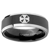 5, 8mm Resident Evil Beveled Edge Glossy Black 2 Tone Tungsten Ring