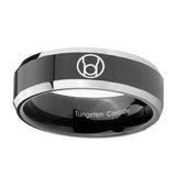 5, 8mm Red Lantern Beveled Edge Black Tungston Rings