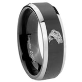 8mm Fishing Beveled Glossy Black 2 Tone Tungsten Men's Band Ring