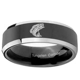 10mm Fishing Beveled Glossy Black 2 Tone Tungsten Ring