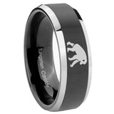 8mm Chimpanzee Beveled Glossy Black 2 Tone Tungsten Men's Band Ring