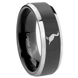 8mm Cormorant Beveled Glossy Black 2 Tone Tungsten Men's Band Ring