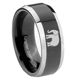 10mm-Elephant-Beveled-Glossy-Black-2-Tone-Tungsten-Engagement-Ring