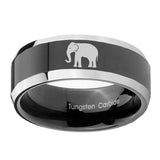 10mm-Elephant-Beveled-Glossy-Black-2-Tone-Tungsten-Engagement-Ring