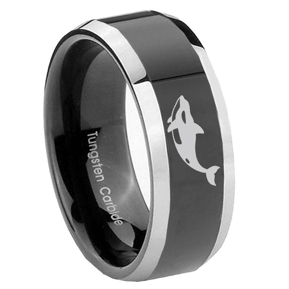 10mm-Keller-Whale-Beveled-Glossy-Black-2-Tone-Tungsten-Engagement-Ring