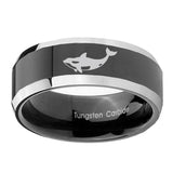 10mm-Keller-Whale-Beveled-Glossy-Black-2-Tone-Tungsten-Engagement-Ring