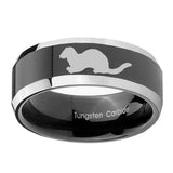10mm-Otter-Beveled-Glossy-Black-2-Tone-Tungsten-Engagement-Ring