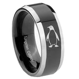 10mm-Penguin-Beveled-Glossy-Black-2-Tone-Tungsten-Engagement-Ring