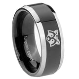 10mm-Raccoon-Animal-Beveled-Glossy-Black-2-Tone-Tungsten-Engagement-Ring