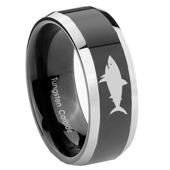 10mm-Shark-Beveled-Glossy-Black-2-Tone-Tungsten-Engagement-Ring
