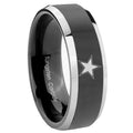 10mm Cowboys Star Beveled Glossy Black 2 Tone Tungsten Engagement Ring