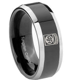 10mm-Army-Airborn-Beveled-Glossy-Black-2-Tone-Tungsten-Men's-Engagement-Ring