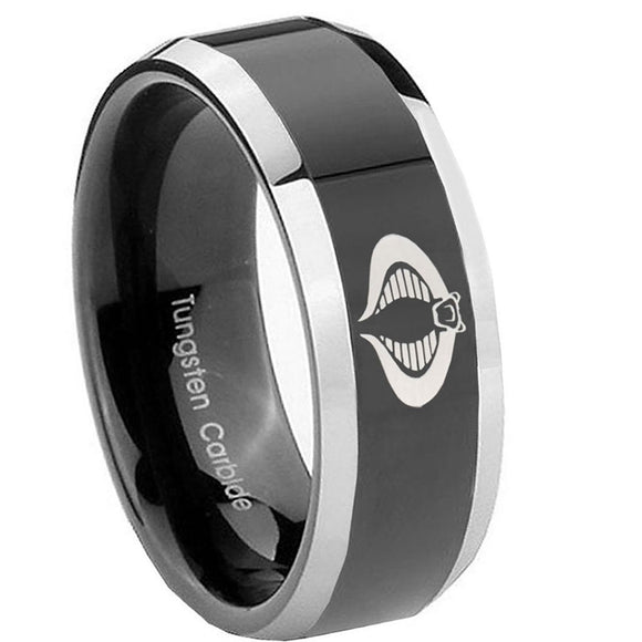 10mm-Cobra-Beveled-Edges-Glossy-Black-2-Tone-Tungsten-Mens-Ring-Engraved