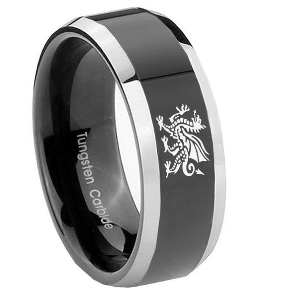 8mm-Dragon-Beveled-Edges-Glossy-Black-2-Tone-Tungsten-Carbide-Engagement-Ring
