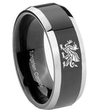 10mm-Dragon-Beveled-Edges-Glossy-Black-2-Tone-Tungsten-Men's-Wedding-Ring