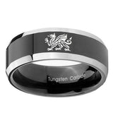 10mm-Dragon-Beveled-Edges-Glossy-Black-2-Tone-Tungsten-Men's-Wedding-Ring