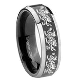 8mm-Multiple-Dragon-Beveled-Glossy-Black-2-Tone-Tungsten-Mens-Wedding-Band