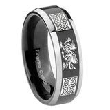 10mm-Multiple-Dragon-Celtic-Beveled-Glossy-Black-2-Tone-Tungsten-Mens-Bands-Ring