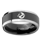 10mm-Ghostbusters-Beveled-Edges-Glossy-Black-2-Tone-Tungsten-Personalized-Ring
