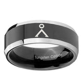 10mm-Stargate-Beveled-Edges-Glossy-Black-2-Tone-Tungsten-Carbide-Rings-for-Men