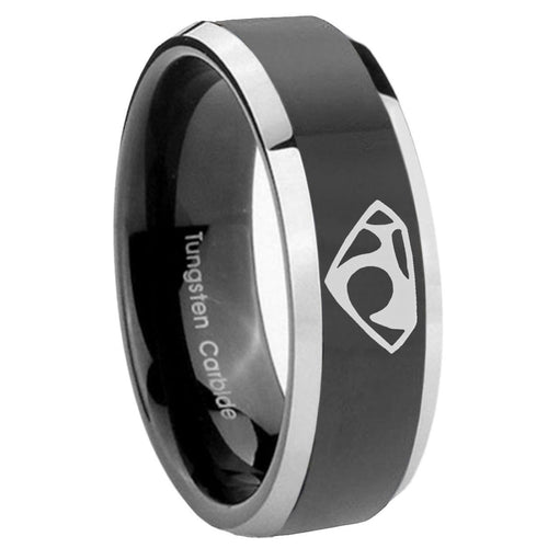 10mm House of Van Beveled Edges Glossy Black 2 Tone Tungsten Wedding Bands Ring
