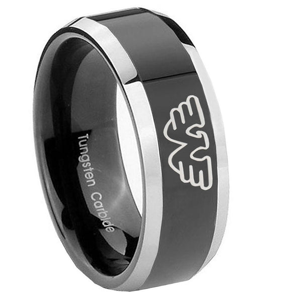 8mm-Waylon-Jennings-Beveled-Edges-Glossy-Black-2-Tone-Tungsten-Mens-Bands-Ring