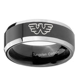 8mm-Waylon-Jennings-Beveled-Edges-Glossy-Black-2-Tone-Tungsten-Mens-Bands-Ring