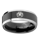 10mm-Love-Power-Rangers-Beveled-Edges-Glossy-Black-2-Tone-Tungsten-Men's-Ring