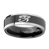 10mm-Seeing-Eye-Beveled-Edges-Glossy-Black-2-Tone-Tungsten-Personalized-Ring