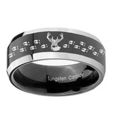 10mm-Deer-Antler-Beveled-Glossy-Black-2-Tone-Tungsten-Engagement-Ring