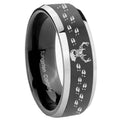 8mm Deer Antler Beveled Glossy Black 2 Tone Tungsten Ring