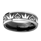 10mm-Hearts-and-Crowns-Beveled-Glossy-Black-2-Tone-Tungsten-Anniversary-Ring
